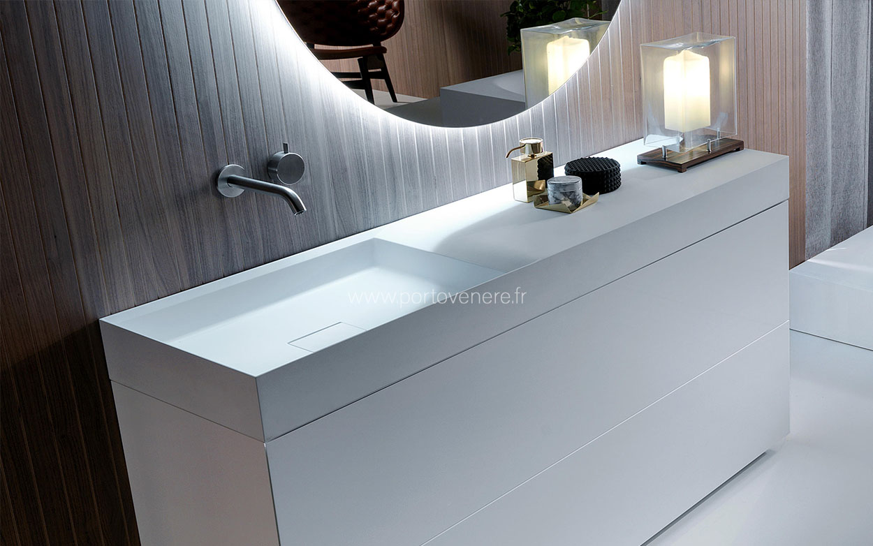 Meuble de salle de bain 70cm simple vasque - 3 tiroirs - sans miroir - PALMA - ciment (gris) | Leroy Merlin
