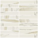 Carrelage crédence effet marbre Les Classiques_Mosaïque bâton 3x15 Calacatta Gold