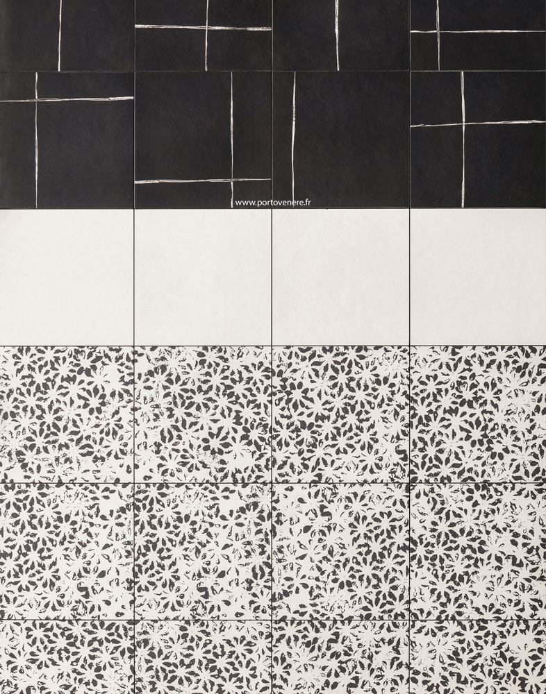 Carrelage noir & blanc motifs originaux sol & mur CHYMIA - Porto Venere