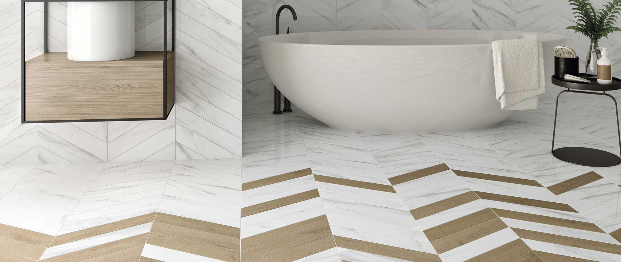 carrelage aspect bois et marbre a mixer sixty degres porto venere