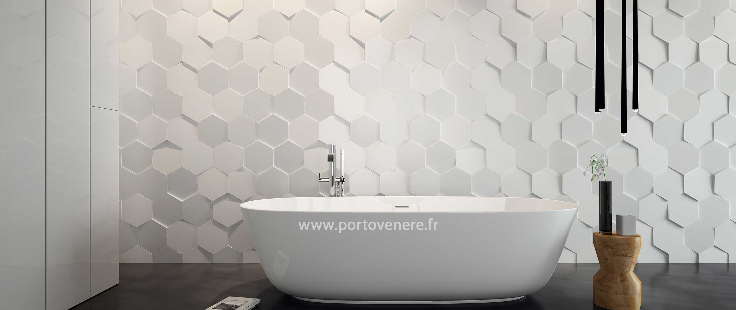 Carrelage mural à relief esprit nid d'abeilles HEXAGO - Porto Venere