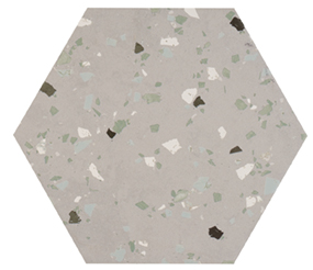 Carrelage hexagonal effet Terrazzo SUD Gris