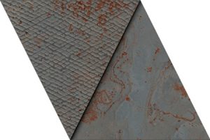 Carrelage-décor triangle-effet-métal-oxydé-lisse-ou-strié_Collection_ACIER_-Ramp-black-à-Montpellier_Hérault-34