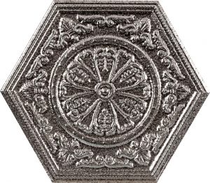 Carrelage-hexagonal-argent-à-relief-et-motifs-en-grès-cérame_Collection_ACIER_à_Montpellier_Hérault_34