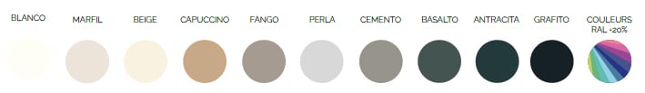 couleurs disponibles pour le plan vasque simple ou double SAO PAULO Porto Venere