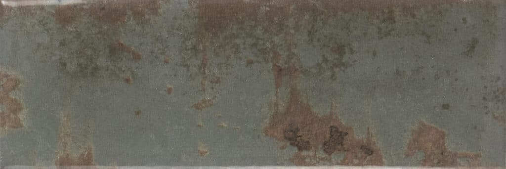 Carrelage vert d'eau effet métal oxydé format brique 5x15 cm pour crédence murale salle de bain cuisine ou chambre style industriel
