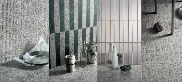 Carrelage effet granit et marbre au design brutaliste contemporain GRIZZ chez Porto Venere à Montpellier