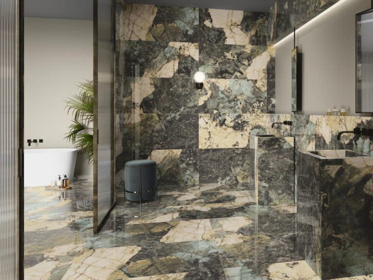 Carrelage effet marbre vert haut de gamme sol et mur de salle de bain ARGENTILLO BLUE Green