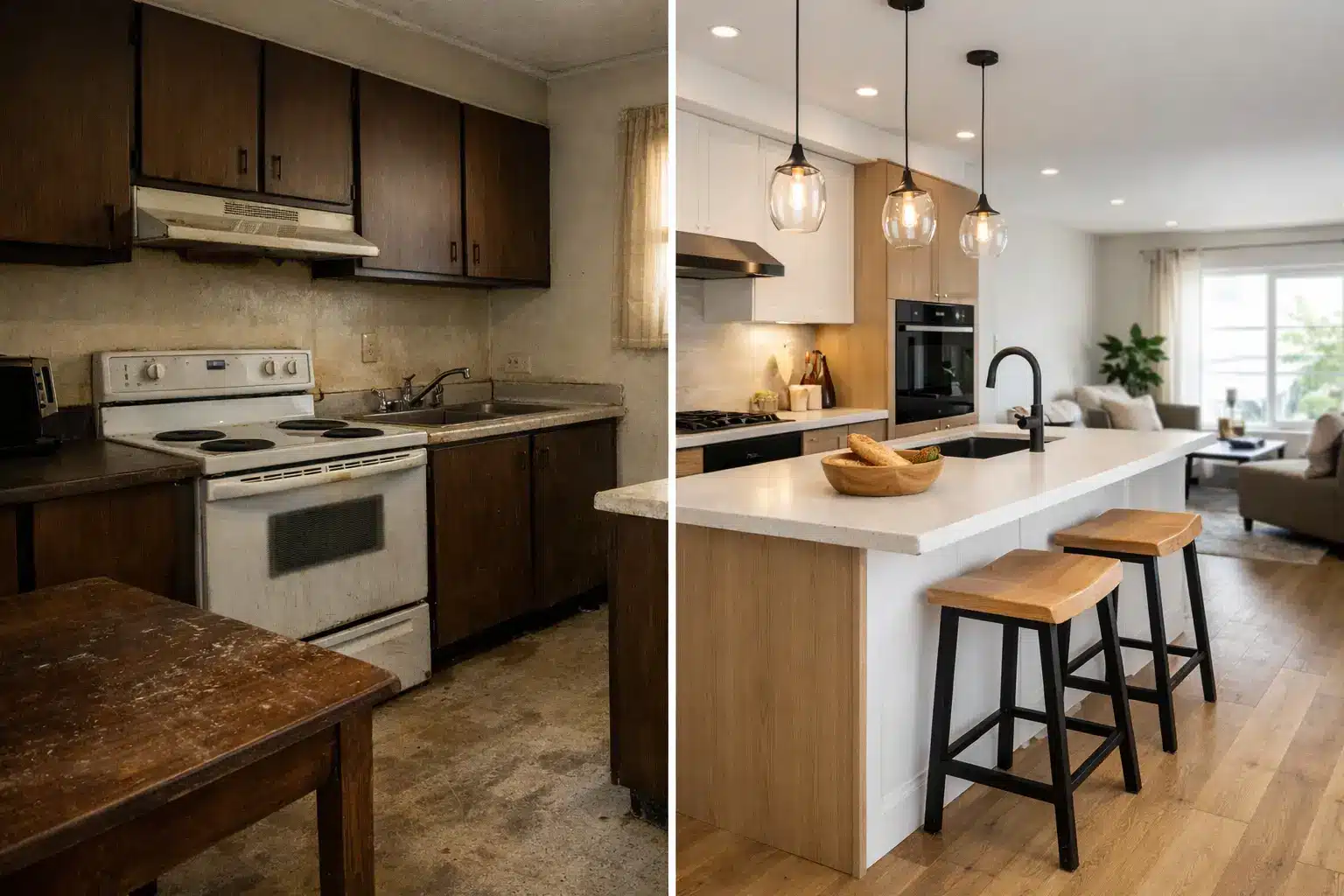Avant après rénovation cuisine appartement
