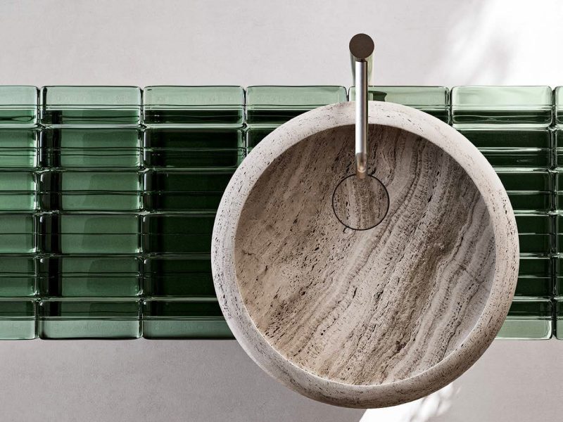 Plan verre OPUS - vasque marbre Eclisse