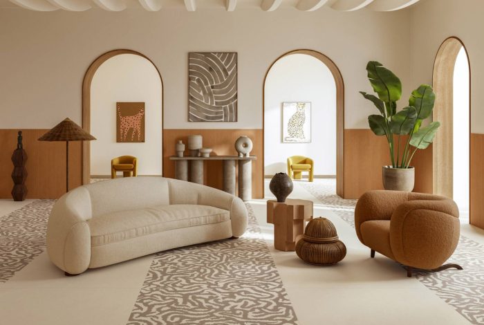 Sol Ivory uni et décor Snake Ivory 120x120 cm