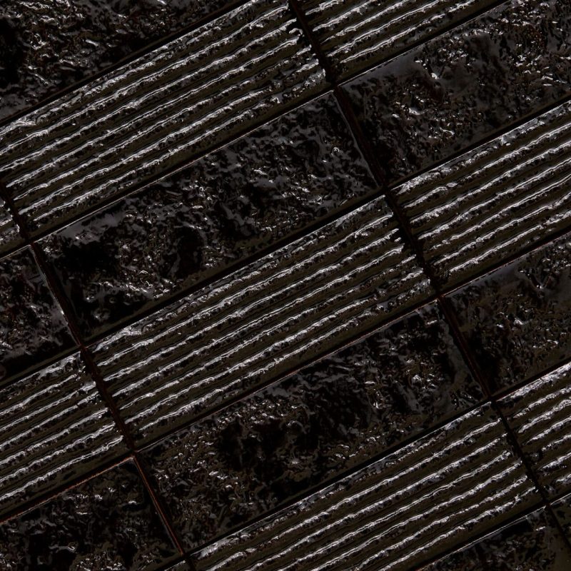 Carrelage artisanal haut de gamme Chamotte Mono Nero e Linea Nero