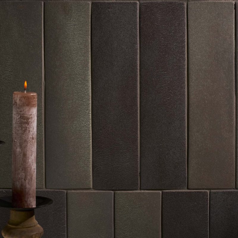 Carrelage artisanal haut de gamme en gres etiré Pantelleria Base Pistacchio Ossidiana 1