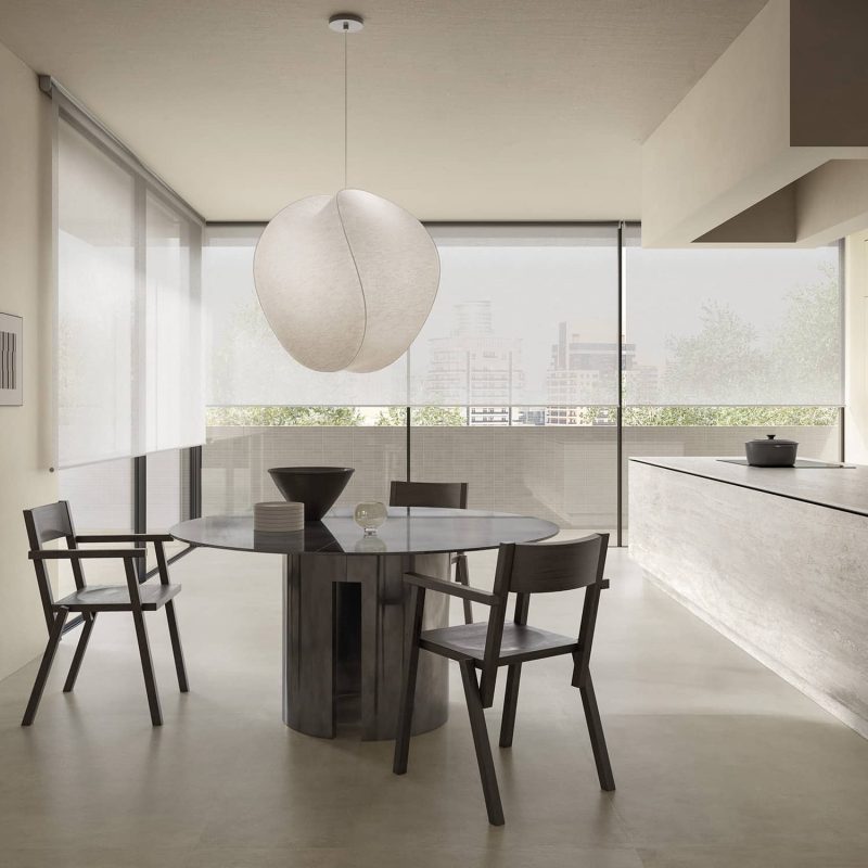 Carrelage effet béton minimaliste uni Monticelli Beige sol de sejour cuisine