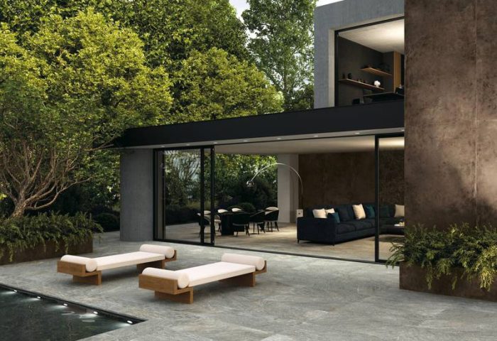 Carrelage antidérapant pour terrasse en grès cérame effet pierre quartz de qualité ARTIGLIO Magasin Porto Venere Montpellier