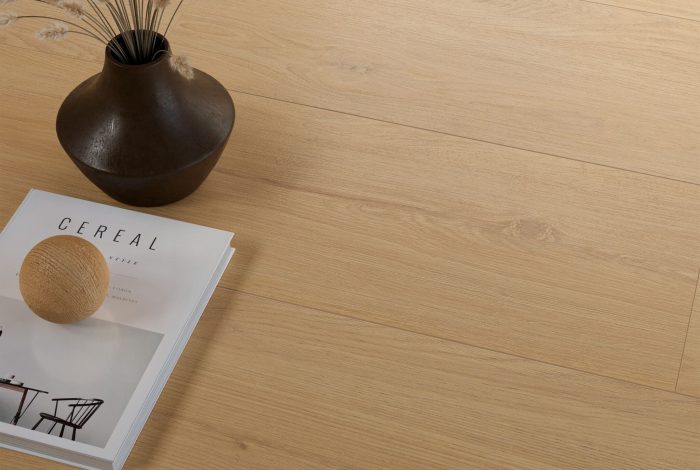 Carrelage imitation parquet bois Chai Honey Naturel ambiance sol sejour