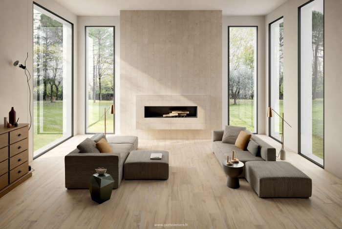 Carrelage original mélange effet Bois et Béton