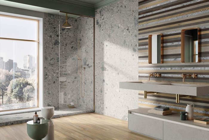 Carrelage imitation parquet pose en salle de bain Alicante Orme Fumé 2