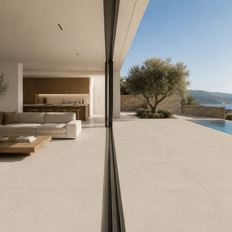 Carrelage intérieur extérieur grand format 120x120 aspect béton beige Maryland Marfil