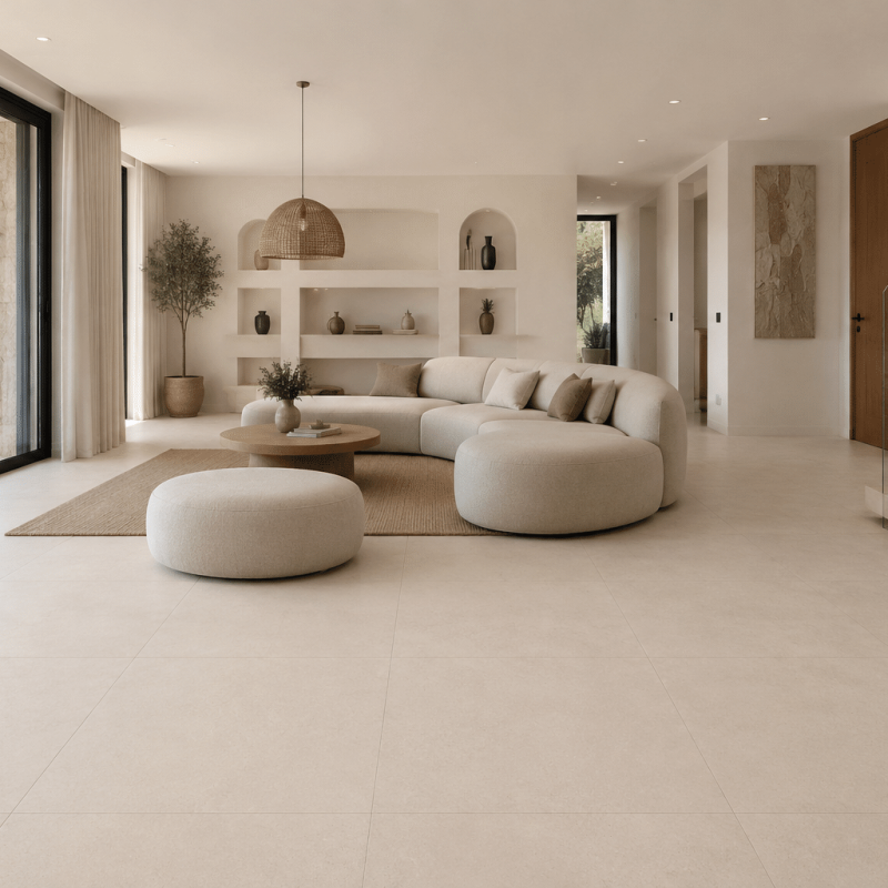 Carrelage intérieur grand format 120x120 aspect béton beige Maryland Marfil