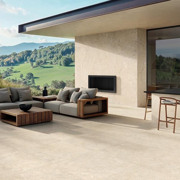 Beige Minimal 100x100cm - 20mm au sol et Varié 120x278 cm au mur