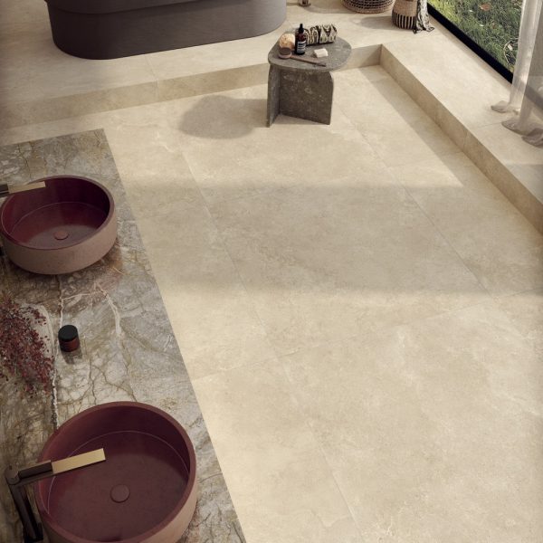 Salle de bain de luxe ouverte sur la nature esprit méditerranéen PIERRE DU SUD Trani soft