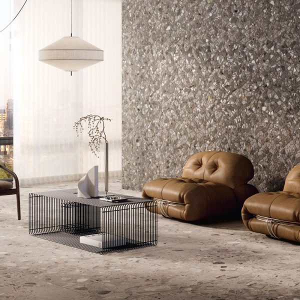 Carrelage effet terrazzo en grès cérame 5 coloris disponibles en finition terrazzo léger ou plus marqué TIVOLI pour intérieur et extérieur - Magasin Porto Venere à Montpellier 34