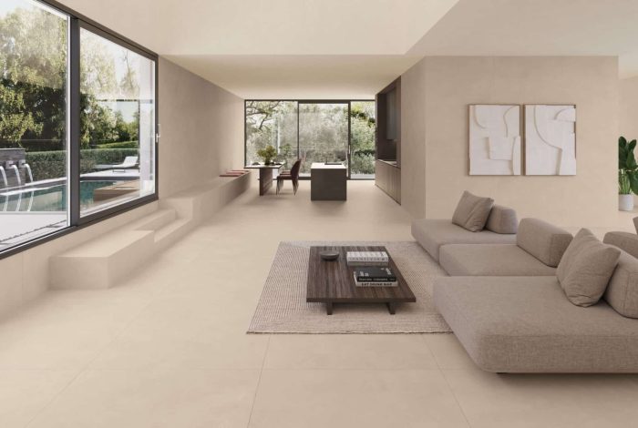 Carrelage sol et mur aspect béton ciré blanc Vice Versa Cream