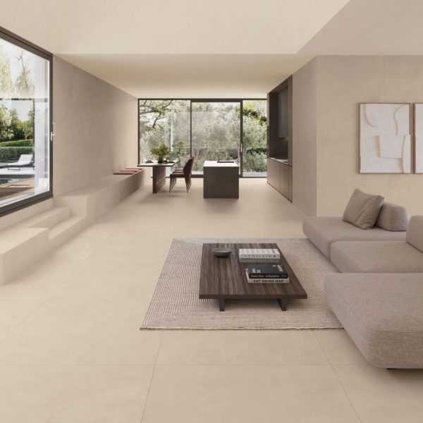 Carrelage sol et mur aspect béton ciré blanc Vice Versa Cream