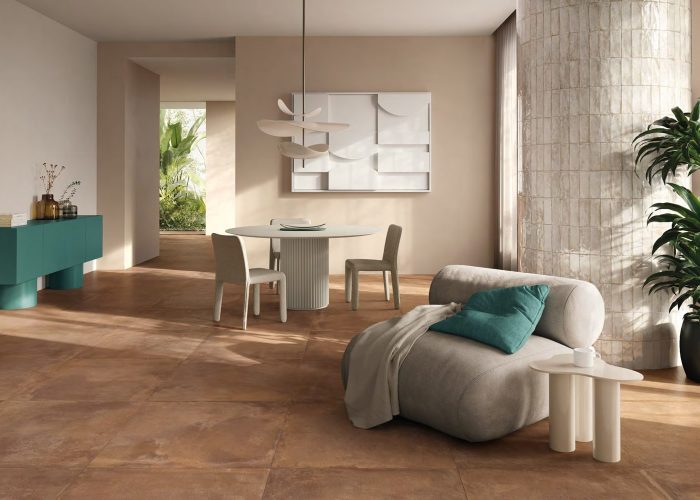 Terracotta 80x80 cm au sol et poteau Majolica Bianco Lux
