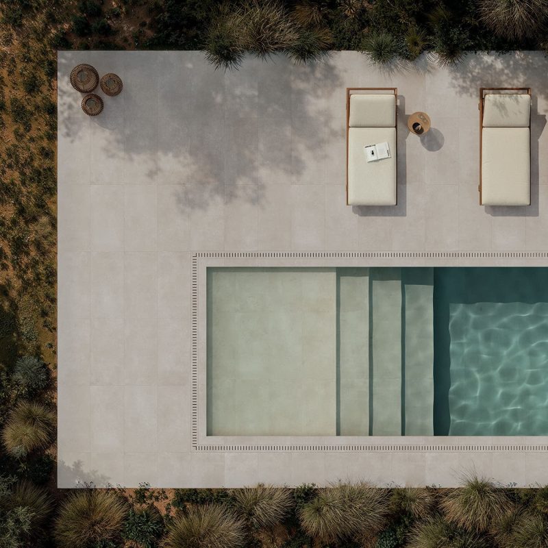 Carrelage sol exterieur et interieur de piscine effet béton uni taupe Monticelli Flax