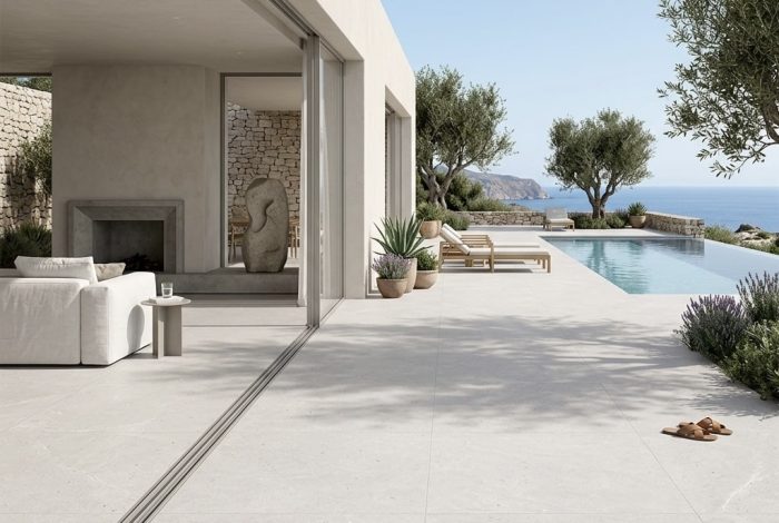 Carrelage sol grand format intérieur extérieur 120x120 à Montpellier Louisiane White