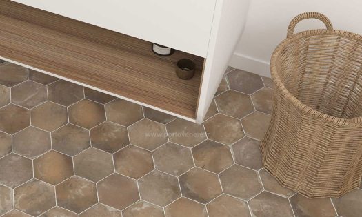 carrelage esprit anciennes tomettes hexagonales en grès cérame