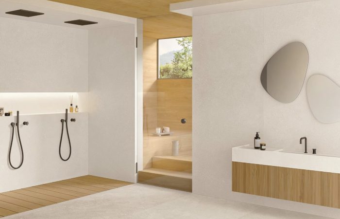 Blanc Ancienne 120x278cm au sol et Noble 120x278cm au mur