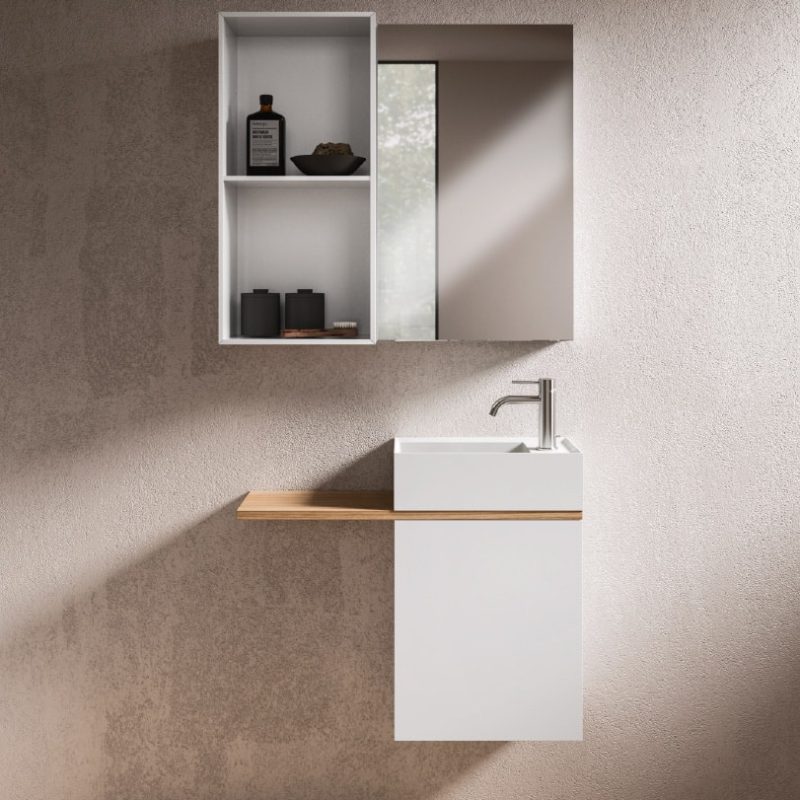 Lave mains compact personnalisable en coloris et avec ou sans tablettes et accessoires