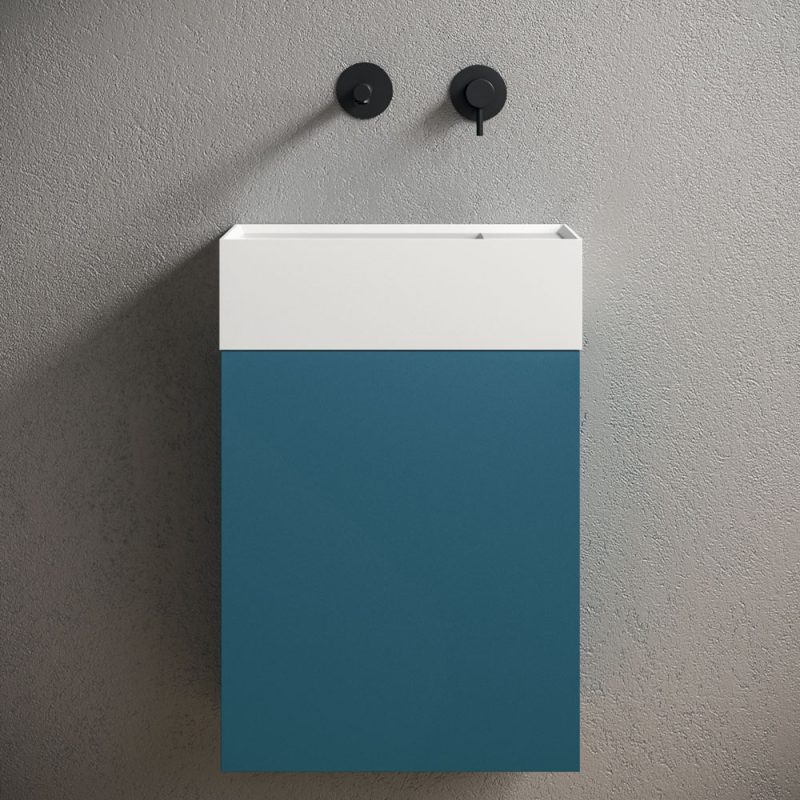 Lave mains compact personnalisable en coloris et avec ou sans tablettes et accessoires