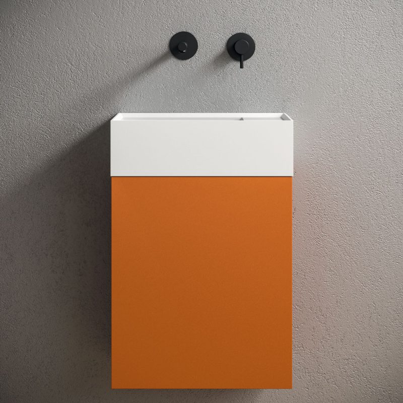 Lave mains compact personnalisable en coloris et avec ou sans tablettes et accessoires