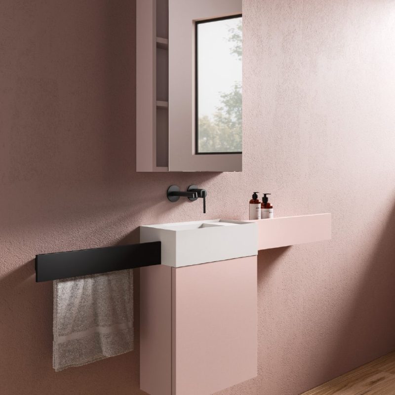 Lave mains compact personnalisable en coloris et avec ou sans tablettes et accessoires