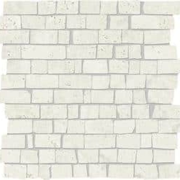 Magasin carrelage travertin mosaique en grès cérame Brumata travertin Mini Block Minimal blanc proche de juvignac 34