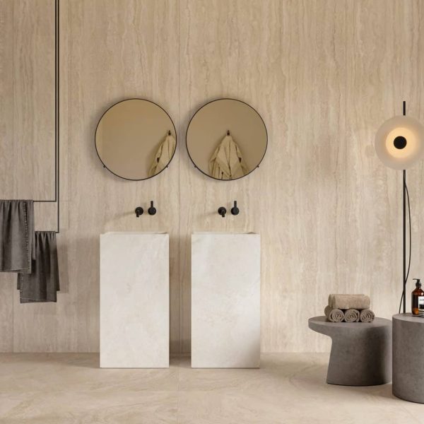 Magasin-de-carrelage-de-salle-de-bain-haut-de-gamme-imitation-pierre-Brumata-Travertin-cream-beige-à-Montpellier-34