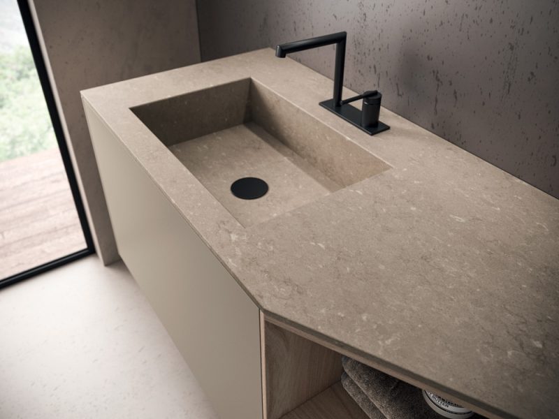 Meuble de salle de bain avec 2 profondeur et niche ouverte - finitions personnalisables