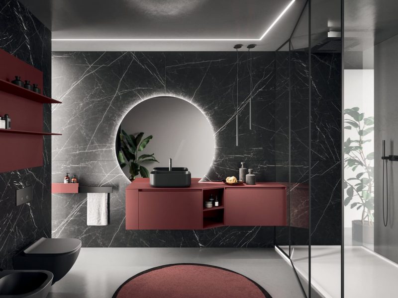 Meuble de salle de bain avec 2 profondeur et niche ouverte - finitions personnalisables