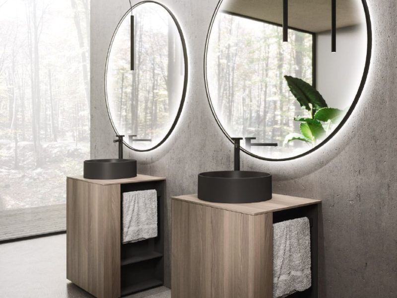 Meuble de salle de bain compact pour vasque à poser