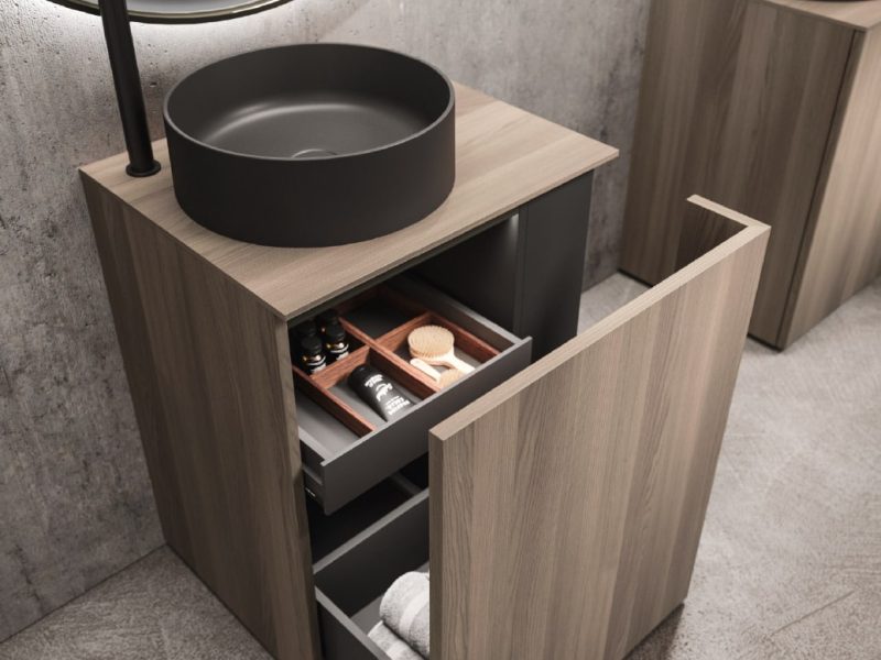 Meuble de salle de bain compact pour vasque à poser