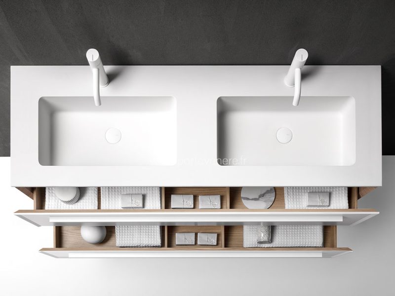 Meuble de salle de bain double vasque 2 tiroirs suspendus blanc mat 7_0 Composition 2 - 2