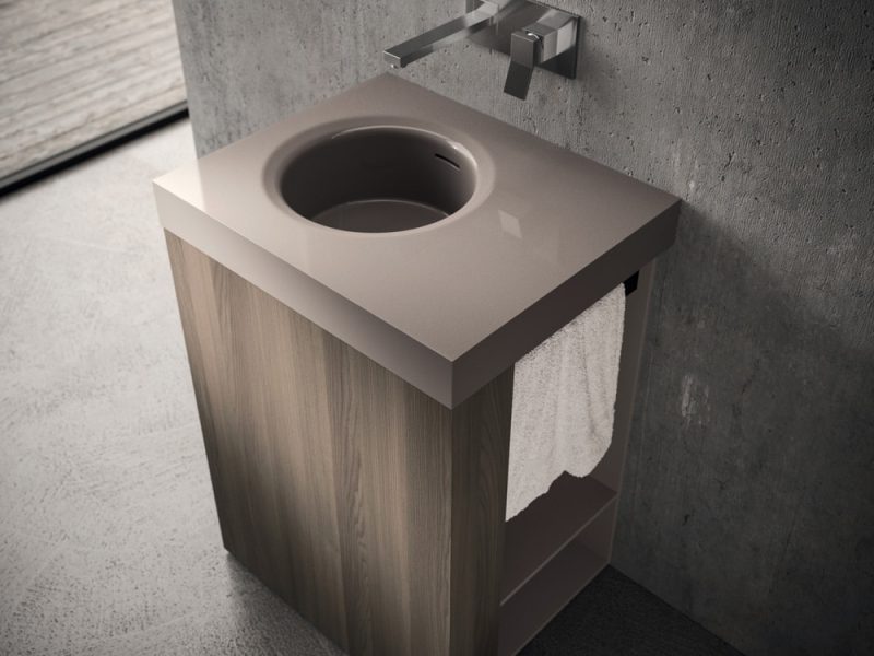 Meuble de salle de bain compact plan vasque intégrée